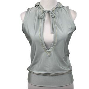 Women's Hoodie Sleeveless Top in Light Metallic Gray Casall Size Small